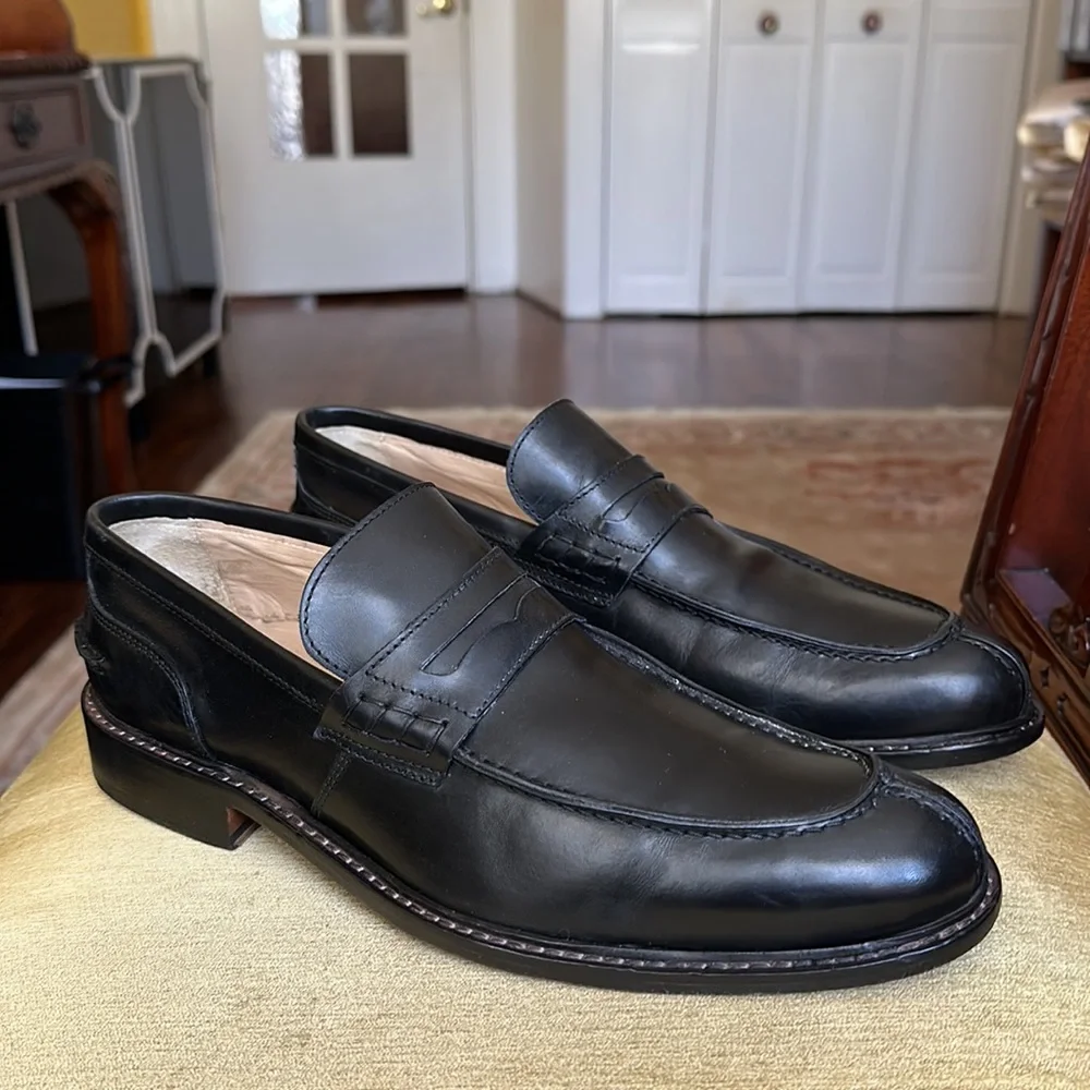 Bugatchi Men’s Black Leather Loafer Slip On Dress Shoe Size 11 Made in Italy